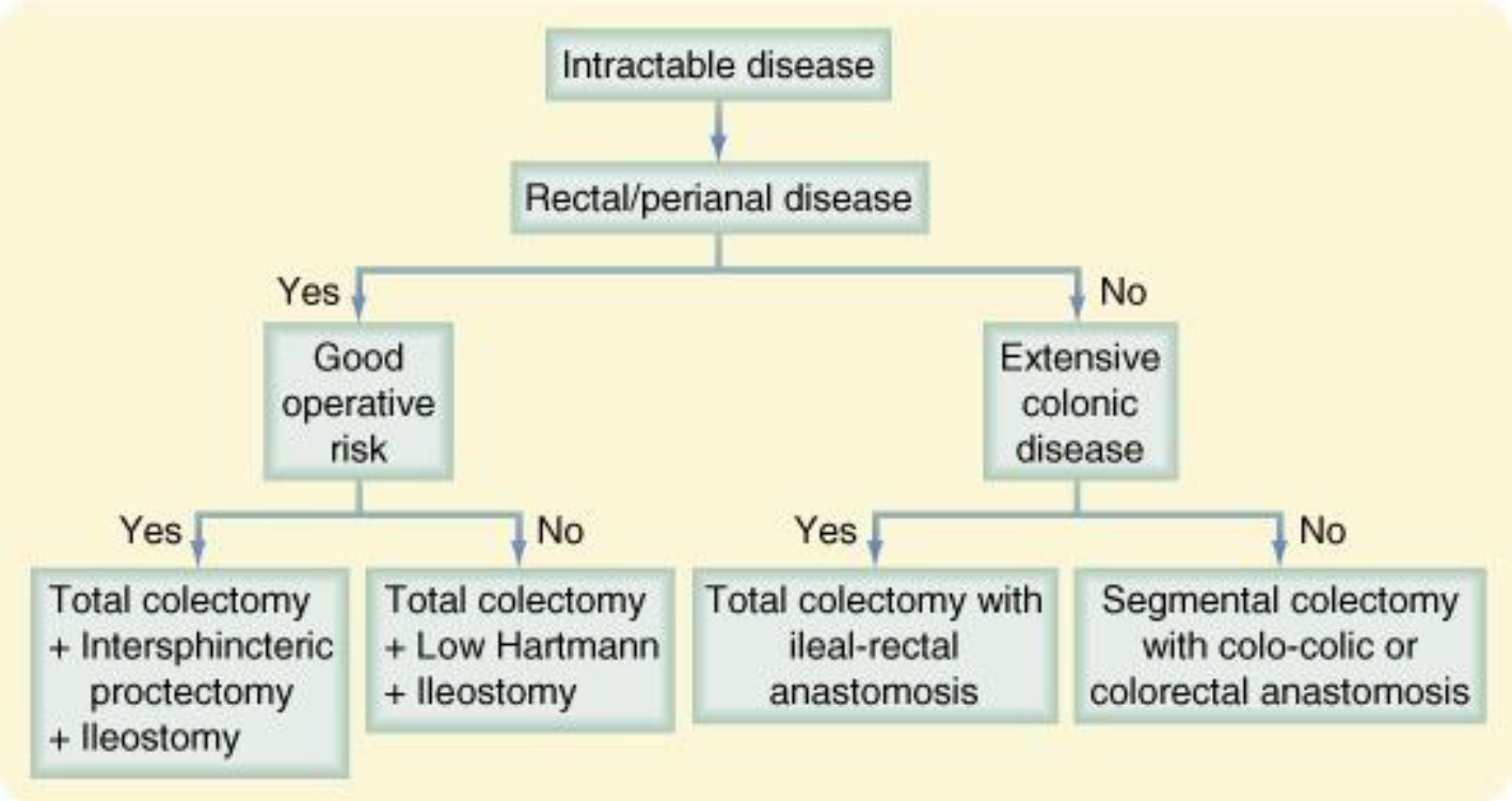 IBD(Crohn) 수술 의사결정 알고리즘 도해