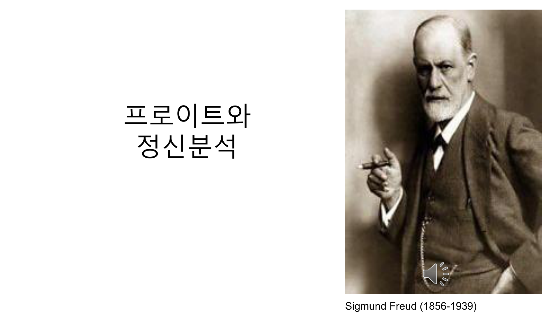 Sigmund Freud (1856–1939) 초상 — 정신분석 단원 섹션 표지.